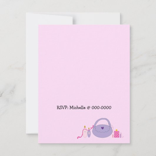 ストライプのスパ及びメイクアップ誕生日招待状 招待状 (裏面)