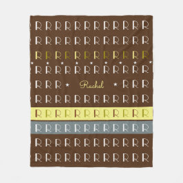 ストライプのタイポグラフィイニシャルブラック フリースブランケット