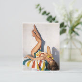 ストライプのタオル ピンアップ ポストカード (スタンド正面)