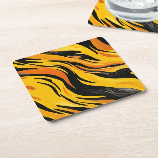 ストライプのデザイン スクエアペーパーコースター (アングル)