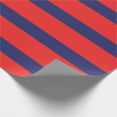 (ストライプのネイビーブルー&レッド)カスタマイズ可能 ラッピングペーパー (角)