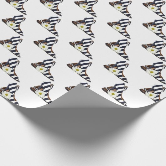 ストライプのハイヒール付きデイジー ラッピングペーパー (角)