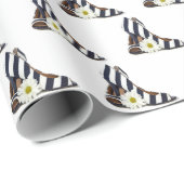 ストライプのハイヒール付きデイジー ラッピングペーパー (ロールコーナー)
