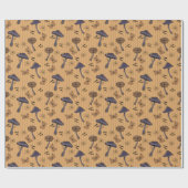 ストライプのハロウィンマッシュルームと蝶 ラッピングペーパー (フラット)