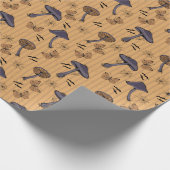 ストライプのハロウィンマッシュルームと蝶 ラッピングペーパー (角)