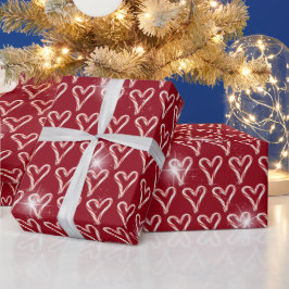 ストライプのハートと星 ラッピングペーパー