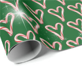 ストライプのハート型のキャンディーと星 ラッピングペーパー (ロールコーナー)