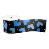 ストライプのハート青 サテンリボン (リール)