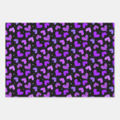 ストライプのハート青 ラッピングペーパーシート (正面3)