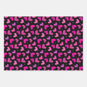 ストライプのハート青 ラッピングペーパーシート (正面2)