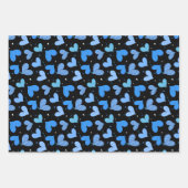 ストライプのハート青 ラッピングペーパーシート (正面)