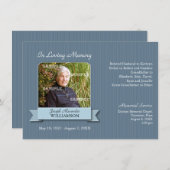 ストライプのバナー追悼通知 招待状 (正面/裏面)