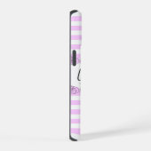 ストライプのバラの薄紫色のiPhoneケース 縦 iPhone 15ケース (右側面)