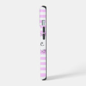 ストライプのバラの薄紫色のiPhoneケース 縦 iPhone 15ケース (左側面)
