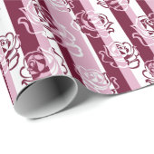 ストライプのバラ模様 ラッピングペーパー (ロールコーナー)