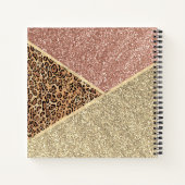 ストライプのバラ金ゴールドグリッターレオパードモノグラム ノートブック (裏面)