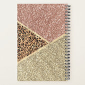 ストライプのバラ金ゴールドグリッターレオパードモノグラム プランナー手帳 (裏面)