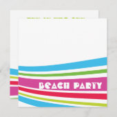 ストライプのビーチボール 海の塩水 ビーチパーティー 招待状 (正面/裏面)