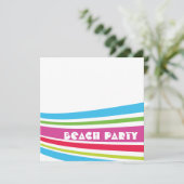 ストライプのビーチボール 海の塩水 ビーチパーティー 招待状 (スタンド正面)