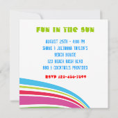 ストライプのビーチボール 海の塩水 ビーチパーティー 招待状 (裏面)
