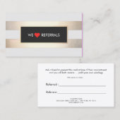 ストライプのフェイク金ゴールドと黒の赤いハート紹介 紹介カード (正面/裏面)