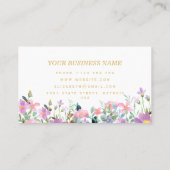 ストライプのフローラエレガント美しいアーティストヘアメイクアップ 名刺 (裏面)