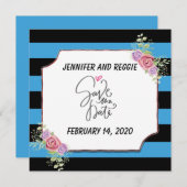 ストライプのフローラカスタム日付の保存 セーブザデート (正面/裏面)