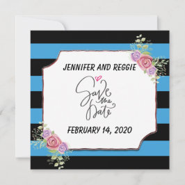 ストライプのフローラカスタム日付の保存 セーブザデート