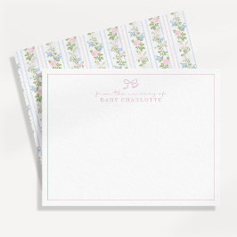 ストライプのフローラボー子供部屋ノートカード 招待状