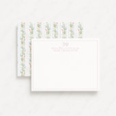 ストライプのフローラボー子供部屋ノートカード 招待状