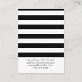 ストライプのフローラ白黒ジュエリー表示カード 名刺 (裏面)