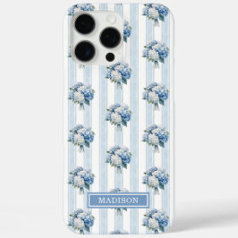 ストライプのブルーアジサイ iPhone 16 PRO MAXケース