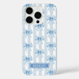 ストライプのブルーコケットボウズモノグラム iPhone 16 PROケース