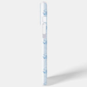 ストライプのブルーコケットリボンのモノグラム Case-Mate iPhoneケース (裏面 / 左)