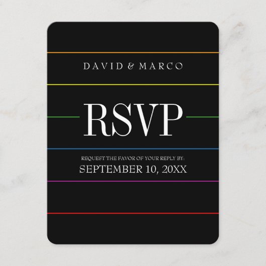 ストライプのプライドカラー RSVP ゲイウェディング (正面)