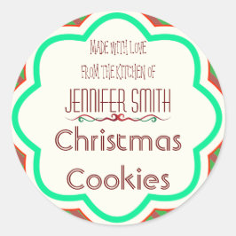 ストライプのホリデークリスマスベーカリー焼いたクッキースワップ ラウンドシール