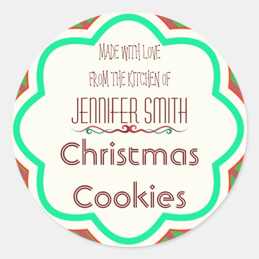 ストライプのホリデークリスマスベーカリー焼いたクッキースワップ ラウンドシール (正面)