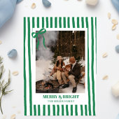 ストライプのホリデー ファミリー クリスマス フォト カード