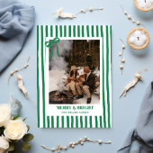 ストライプのホリデー ファミリー クリスマス フォト カード