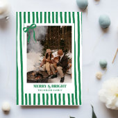 ストライプのホリデー ファミリー クリスマス フォト カード