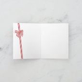 ストライプのボウが折りたたまれたホリデー写真カード シーズンカード (内部)