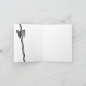 ストライプのボウが折り畳まれたホリデー写真カード 緑 シーズンカード (内部)