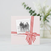 ストライプのボウスクエアホリデー写真カード シーズンカード (スタンド正面)