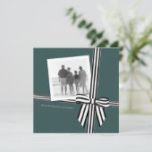 ストライプのボウスクエアホリデー写真カード 緑 シーズンカード (スタンド正面)