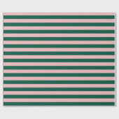 ストライプのモダンなクリスマスホリデーグリーンとピンク ラッピングペーパー (フラット)