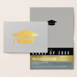 ストライプのモダン卒エレガント業 箔カード