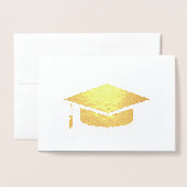 ストライプのモダン卒エレガント業 箔カード (封筒付き正面)