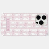 ストライプのモノグラムにピンクの可愛いリボン Case-Mate iPhoneケース (裏面 (横))