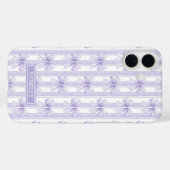 ストライプのモノグラムに紫のコケットボウズ Case-Mate iPhoneケース (裏面 (横))