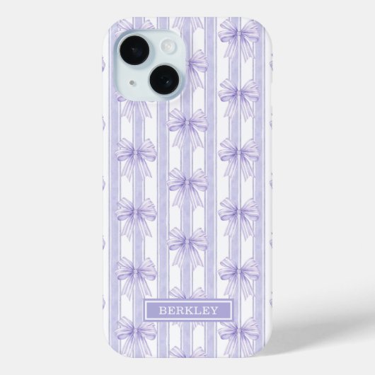 ストライプのモノグラムに紫のコケットボウズ Case-Mate iPhoneケース (裏面)
